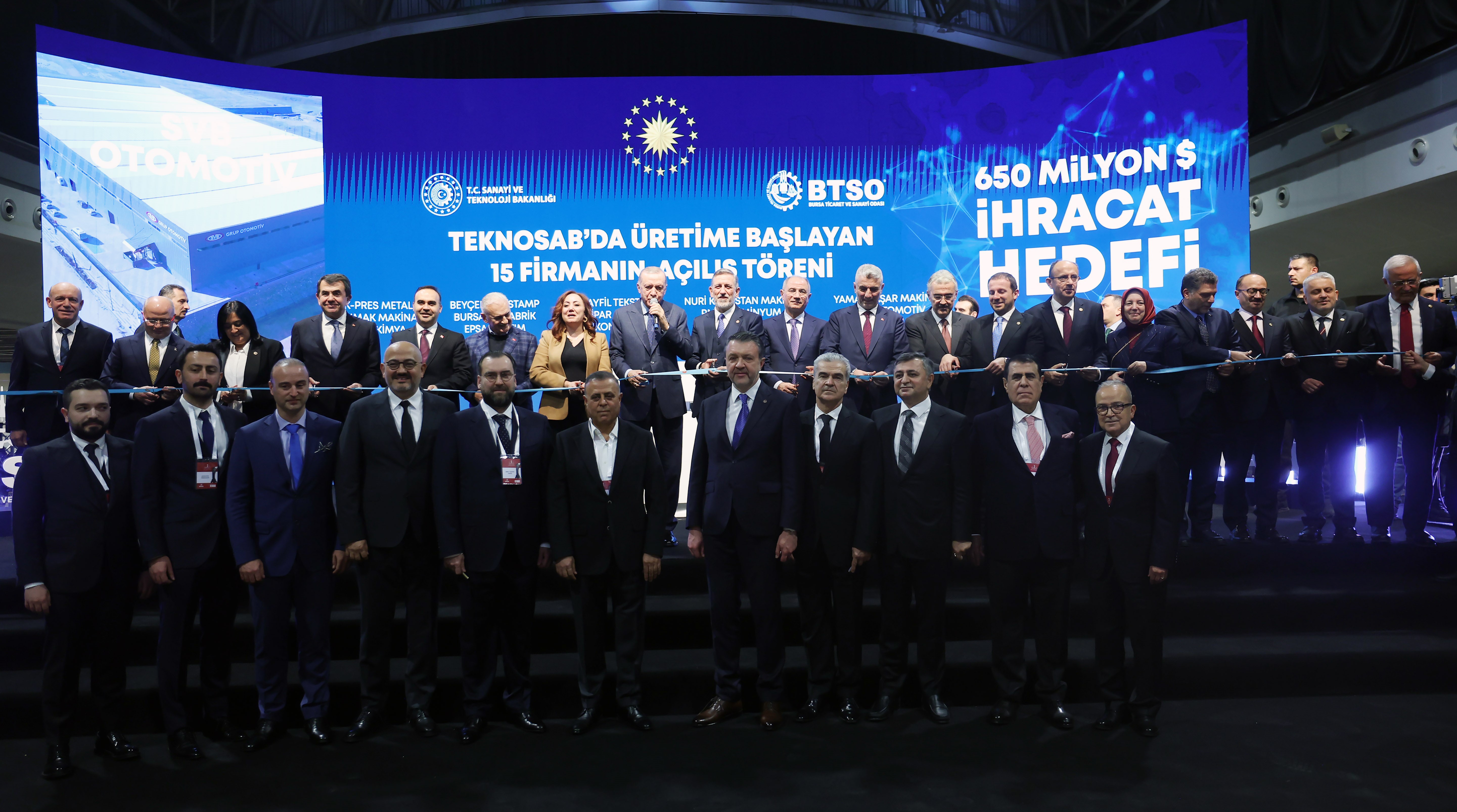 Bursa Teknoloji Organize Sanayi Bölgesi'nde (TEKNOSAB) üretime başlayan 15 fabrikanın