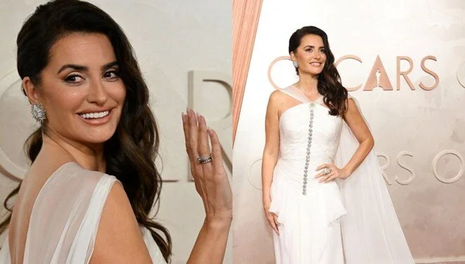 97'ncisi düzenlenen Oscar Ödülleri'nde kırmızı halıda boy gösteren İspanyol oyuncu