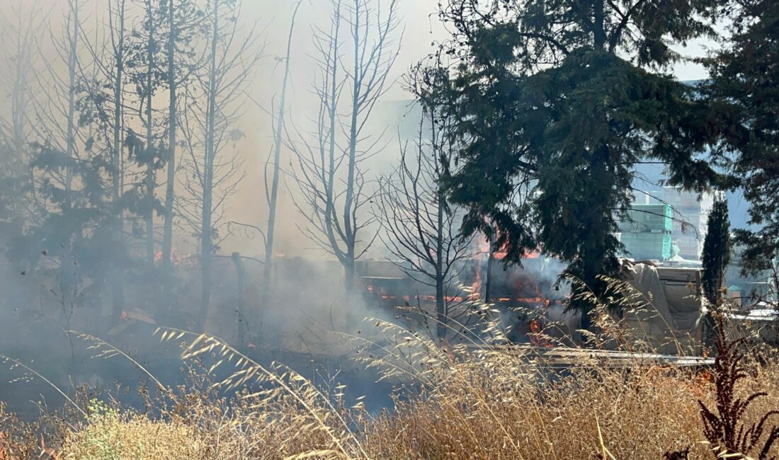 Tekirdağ'ın Çorlu ilçesinde çıkan anız yangınında alevler önce seramik deposuna
